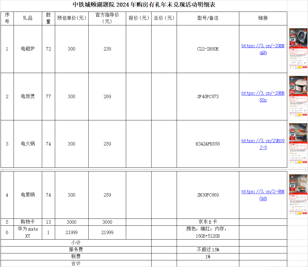 中铁城颐湖题院2024年购房有礼年末兑现活动服务招标征选公告